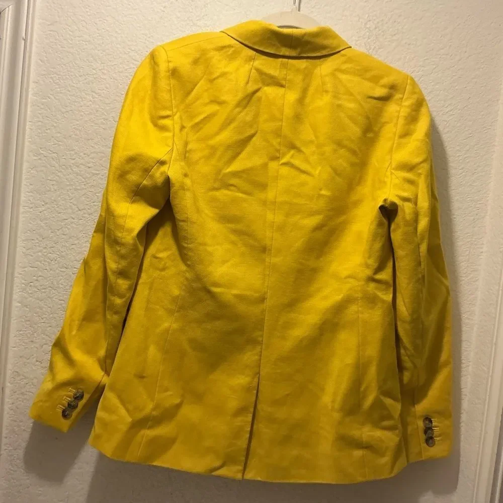 J. Crew Parke Bright Yellow Women's Single-Button Blazer linen blend size 6